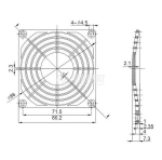Пластмасови решетки за вентилатори  FB-08, 80x80mm, черна